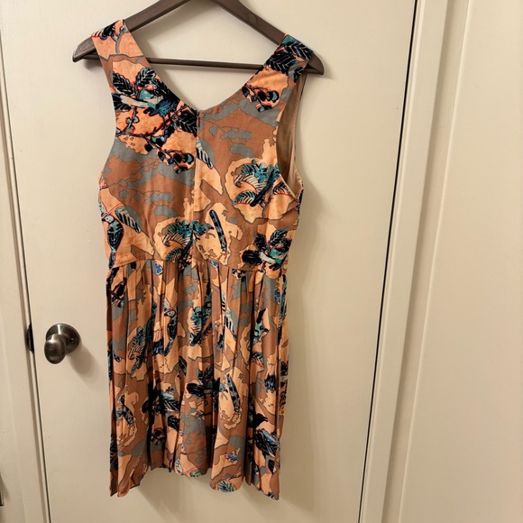 Anthropologie Zoologist Charlotte Linton Bird Print Silk Blend Dress Size 10 - Picture 4 of 8